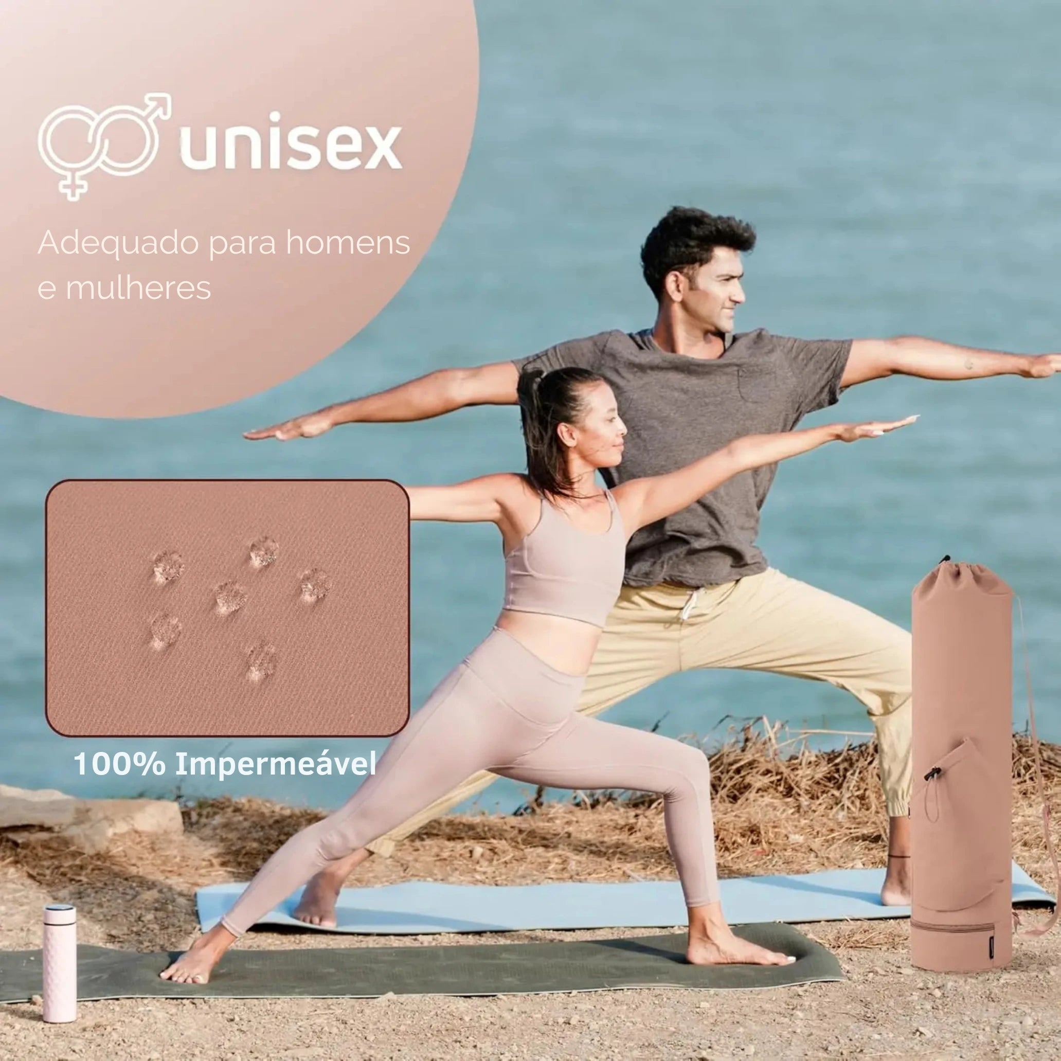 Bolsa Yogai Premium 30L para Tapete de Yoga com Bolso Impermeável e Alça Ajustável