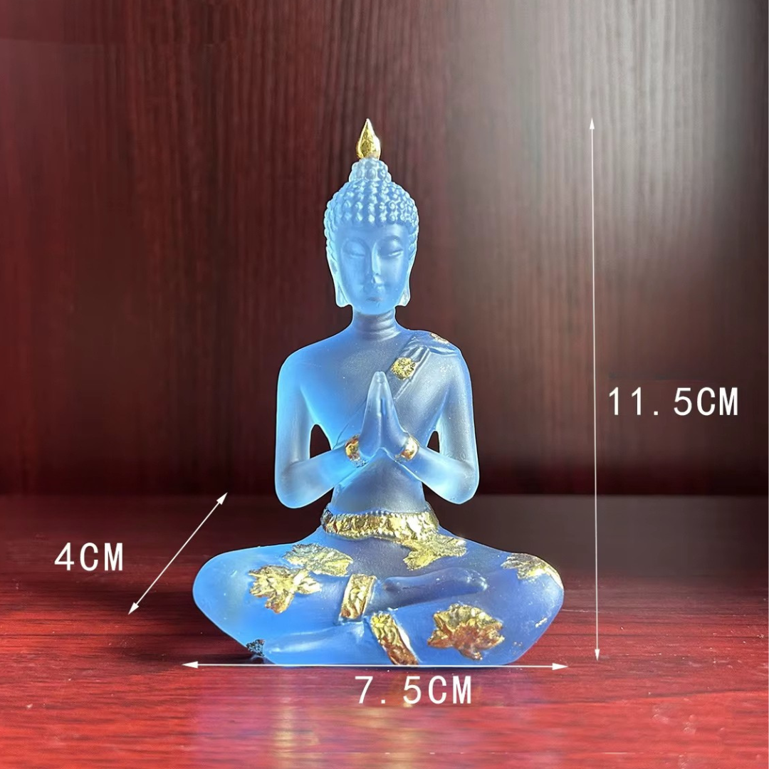 Estátua Buda transparente, mini Buda, gesto zen, estatueta resina, Buda Feng Shui, decoração escritório, escultura tailandesa, ornamento Buda, Buda pequeno, decoração zen