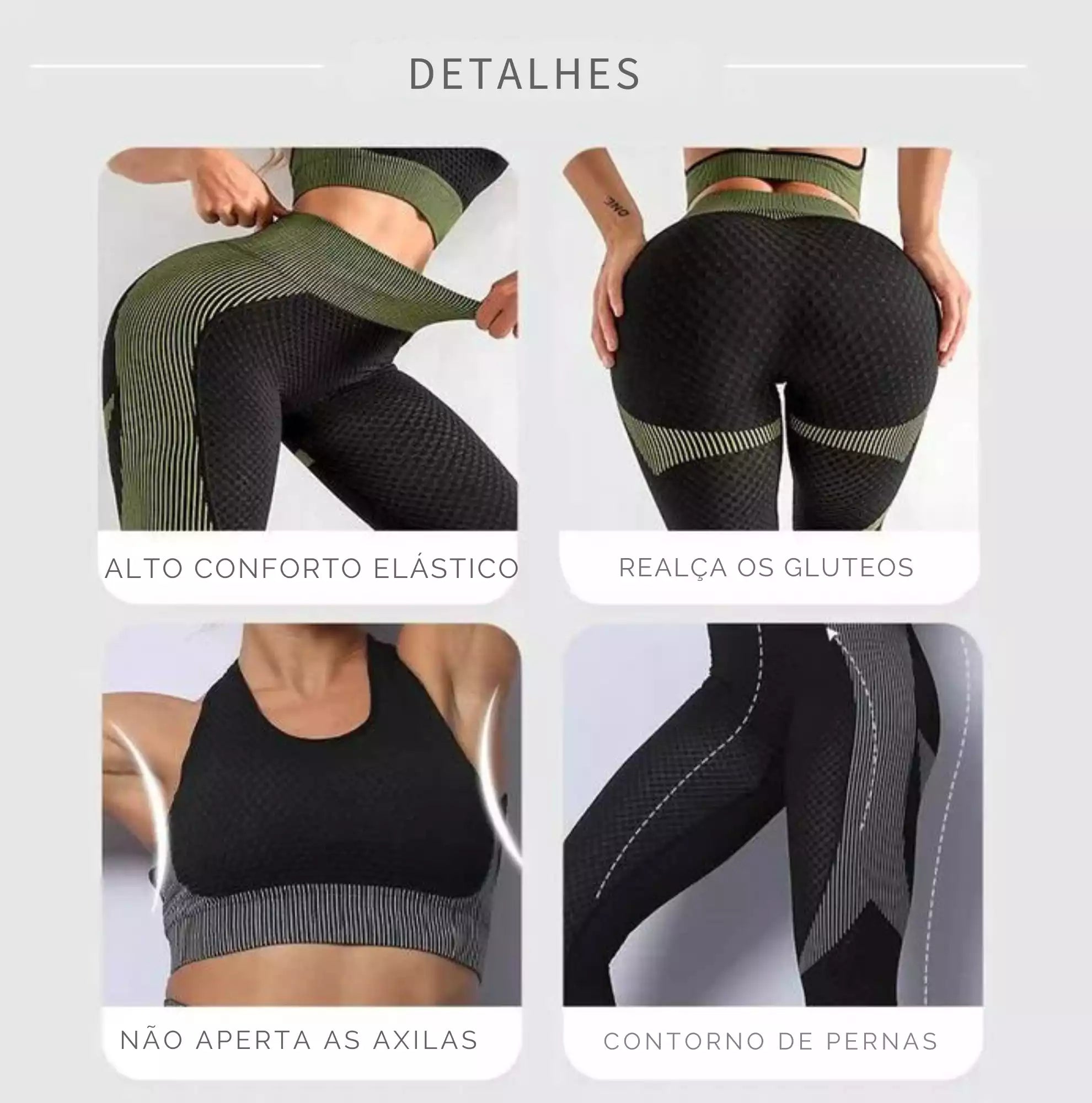 Kit 3 Peças Conjunto Legging Esportiva sem Costura para Yoga - Yogai