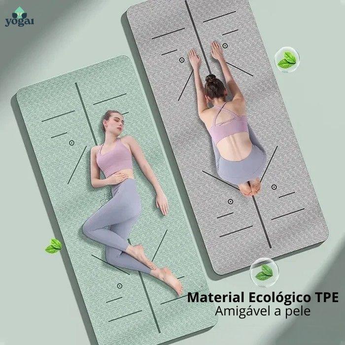 Kit Tapete de Yoga Profissional TPE Ecológico Antiderrapante 6mm + Alça de Transporte - Yogai