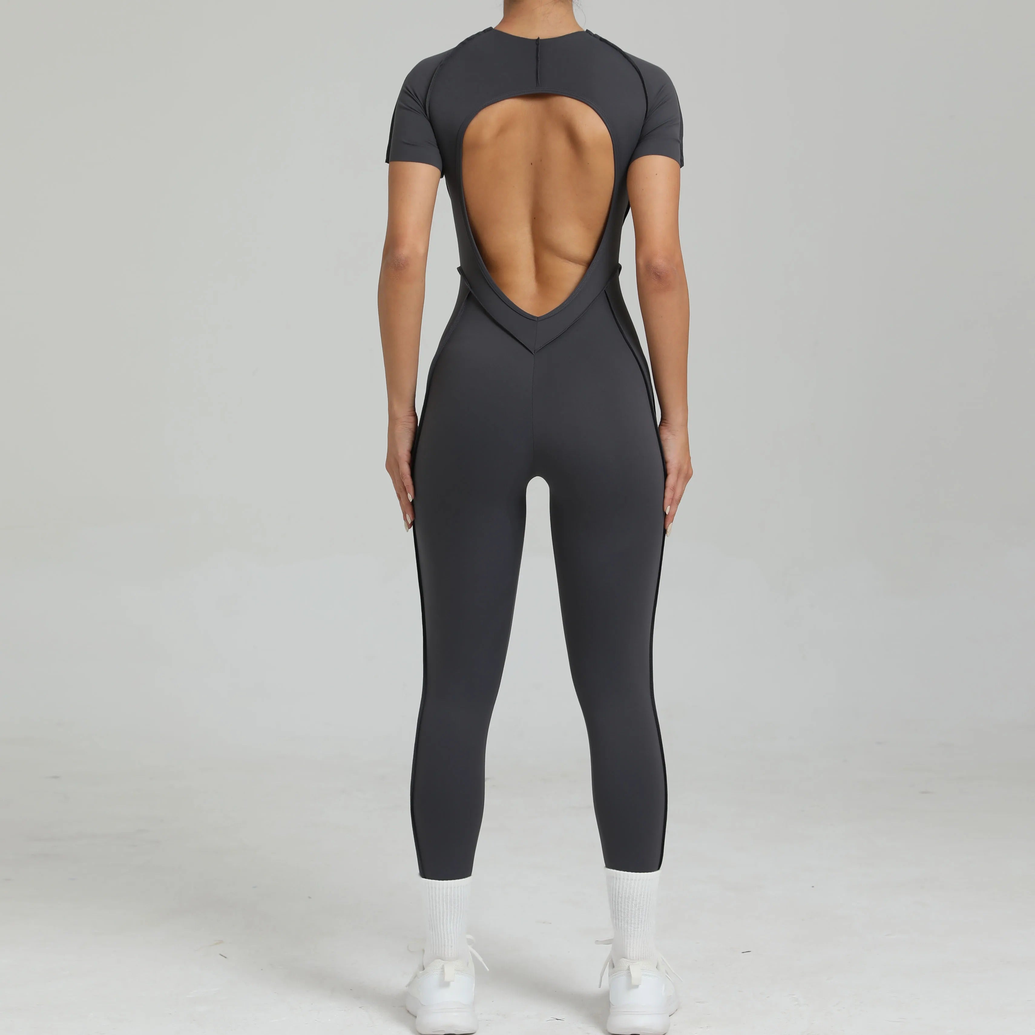 Macacão curto, roupa fitness, roupa de yoga, roupa de ginástica, roupa esportiva, body fitness, manga curta, com zíper, roupa para exercícios, macacão feminino