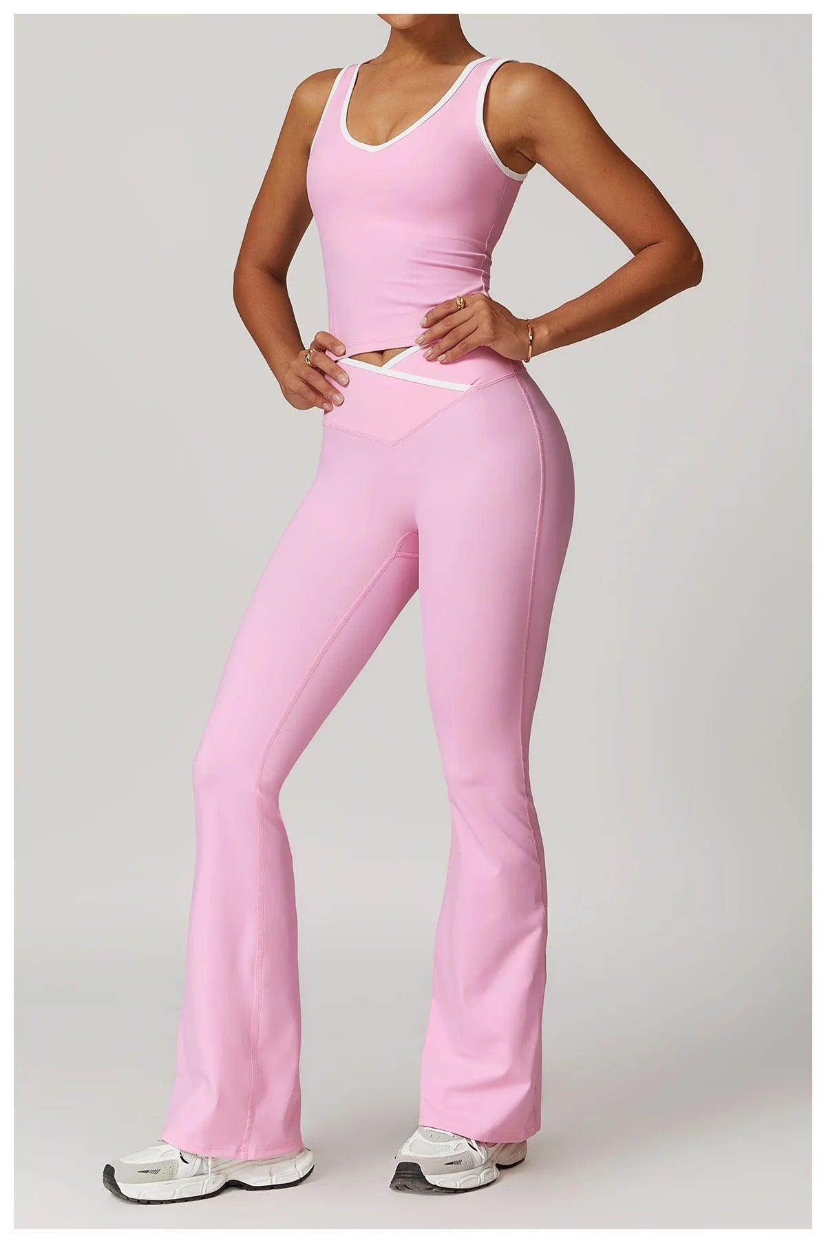 Conjunto yoga feminino, roupa de treino, leggings cintura alta, top esportivo, roupa de ginástica, roupa fitness, activewear, conjunto esportivo, roupa de yoga, roupa para exercícios