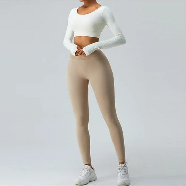 Top fitness feminino, blusa sem costas, manga longa esportiva, roupa de yoga, roupa de treino, activewear feminino, top de ginástica, blusa de corrida, roupa de dança, top de malha