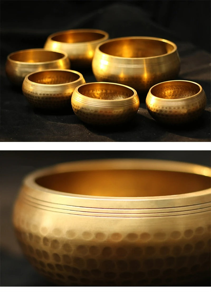 Tigela de canto buda, tigela tibetana, meditação yoga, terapia sonora, artesanato bronze, som de cura, carrilhão