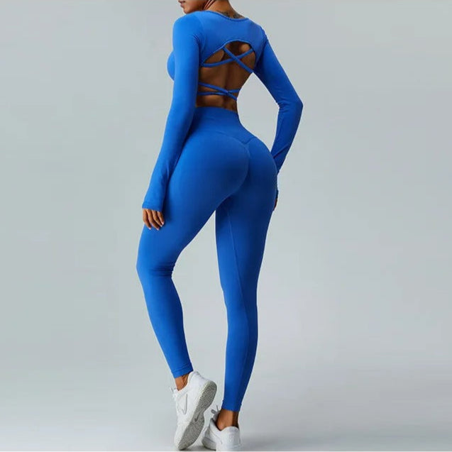 Top fitness feminino, blusa sem costas, manga longa esportiva, roupa de yoga, roupa de treino, activewear feminino, top de ginástica, blusa de corrida, roupa de dança, top de malha