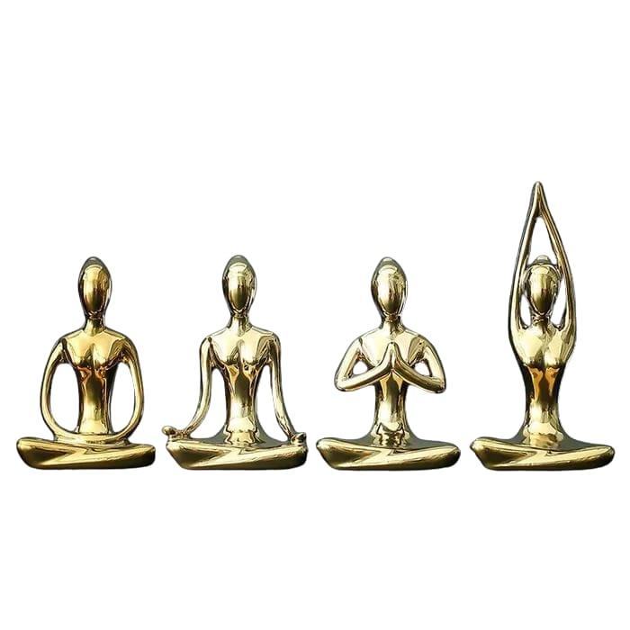 Estatua Decorativa Asanas Posições de Yoga |4 Posturas | Cor Ouro - Yogai