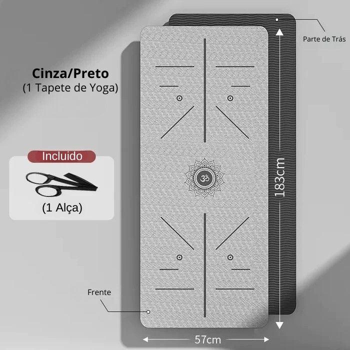 Kit Tapete de Yoga Profissional TPE Ecológico Antiderrapante 6mm + Alça de Transporte - Yogai