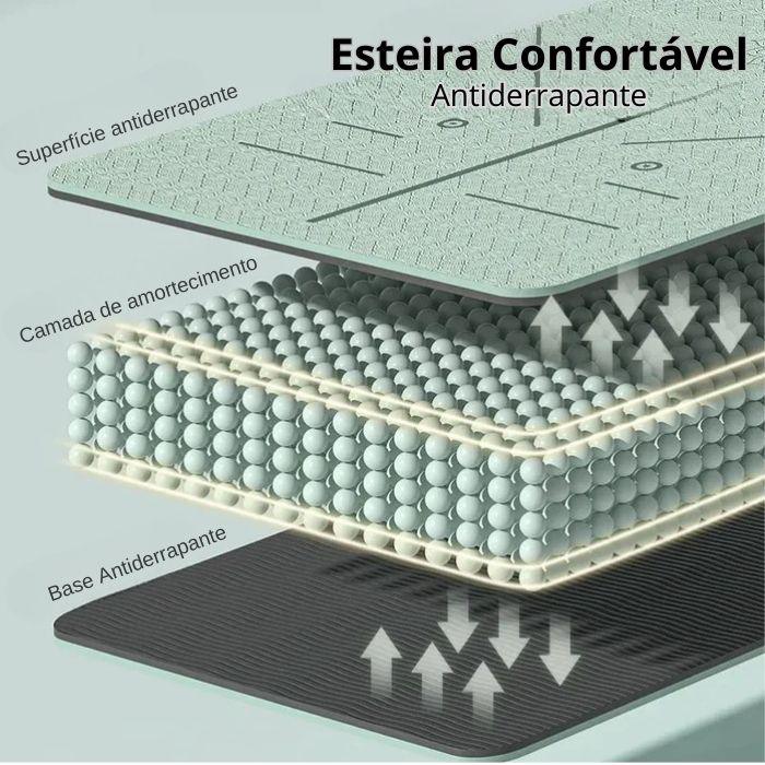 Kit Tapete de Yoga Profissional TPE Ecológico Antiderrapante 6mm + Alça de Transporte - Yogai