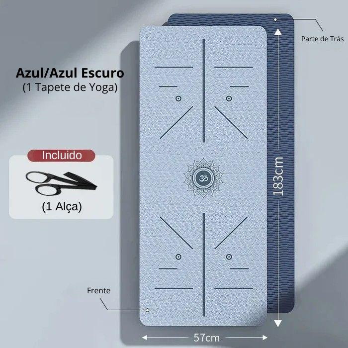 Kit Tapete de Yoga Profissional TPE Ecológico Antiderrapante 6mm + Alça de Transporte - Yogai