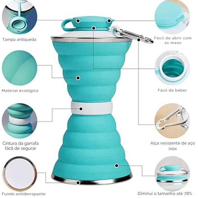 Garrafinha de Água Dobrável Portátil | 500ml - Yogai