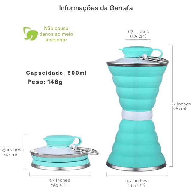 Garrafinha de Água Dobrável Portátil | 500ml - Yogai