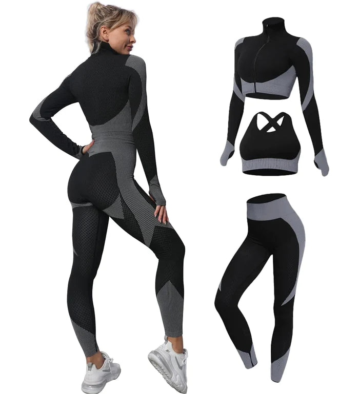 Kit 3 Peças Conjunto Legging Esportiva sem Costura para Yoga - Yogai