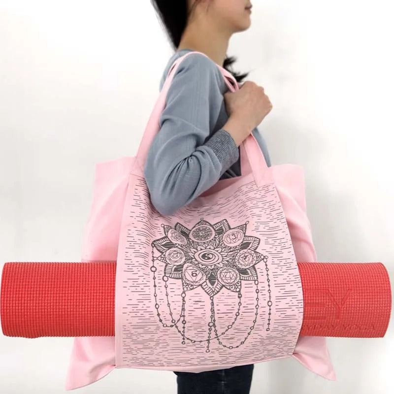 Bolsa tapete yoga, saco yoga, lona de algodão, bolsa durável, acessórios yoga, transporte tapete, bolsa para yoga, armazenamento yoga, bolsa grande