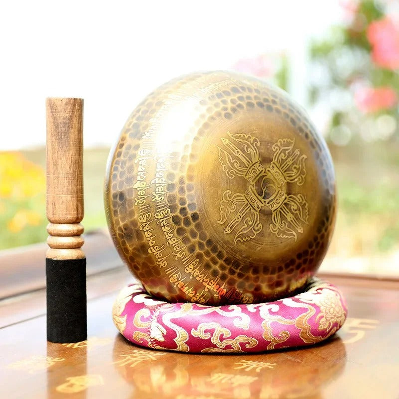 Tigela tibetana, tigela de canto, meditação budista, cura chakras, tigela de som, atenção plena, artesanal Nepal, latão, instrumento de cura, prática zen