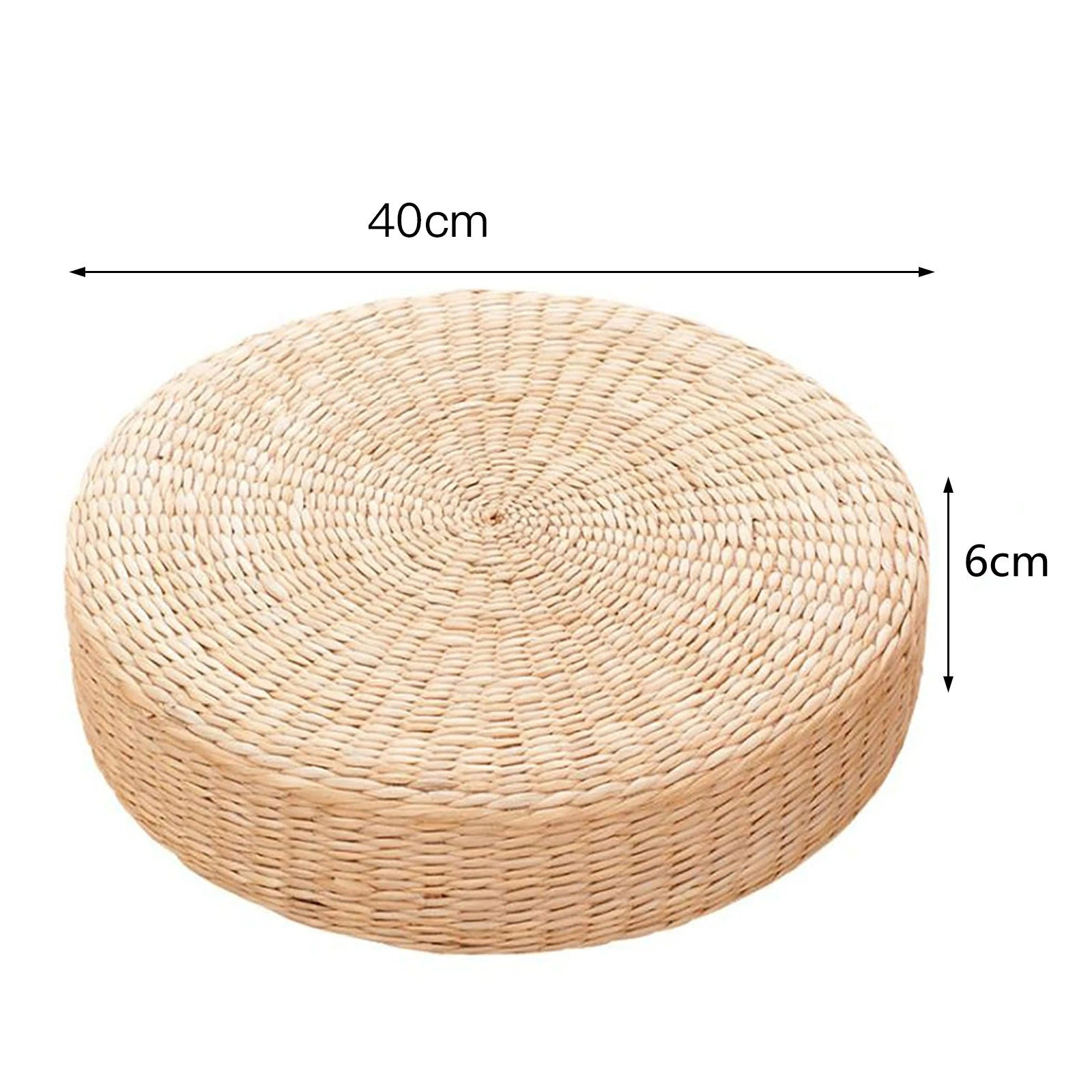 Pufê de chão, almofada de palha, tatami redondo, estilo japonês, artesanal, decoração natural, assento de meditação, almofada de chão, textil para casa