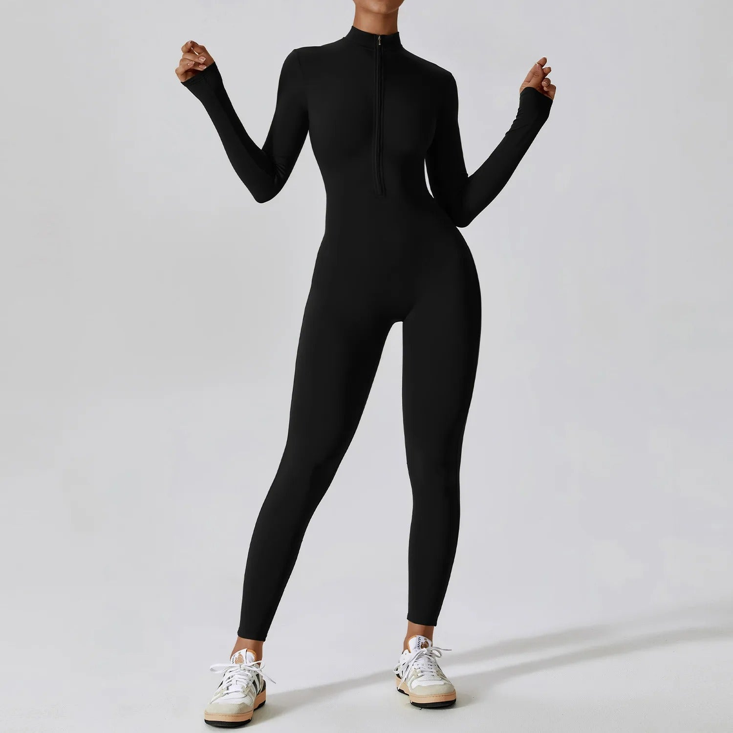 Macacão fitness feminino, roupa de yoga, manga longa, roupa de treino, body fitness, roupa de ginástica, activewear, macacão esportivo, roupa para exercícios