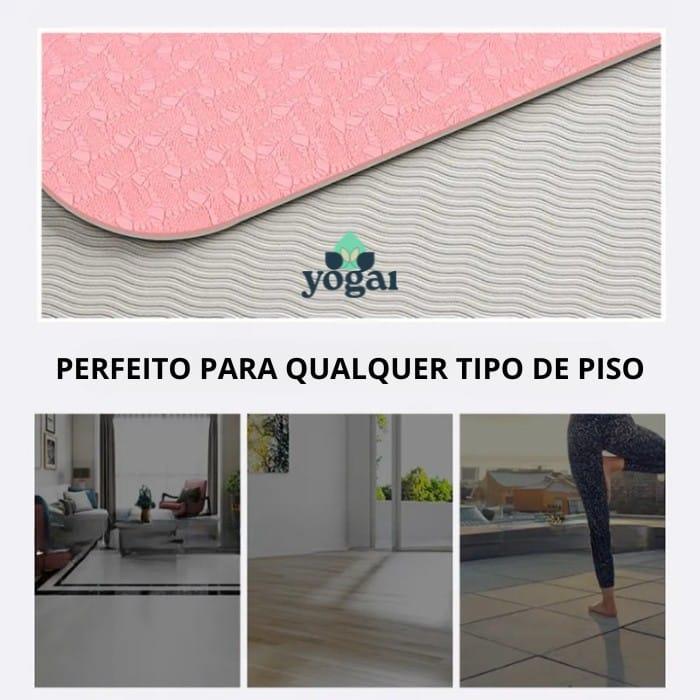 Kit Tapete De Yoga TPE Linha De Posição Para Iniciante, Dupla Camada 6mm Antiderrapante + Bolsa e Alça - Yogai
