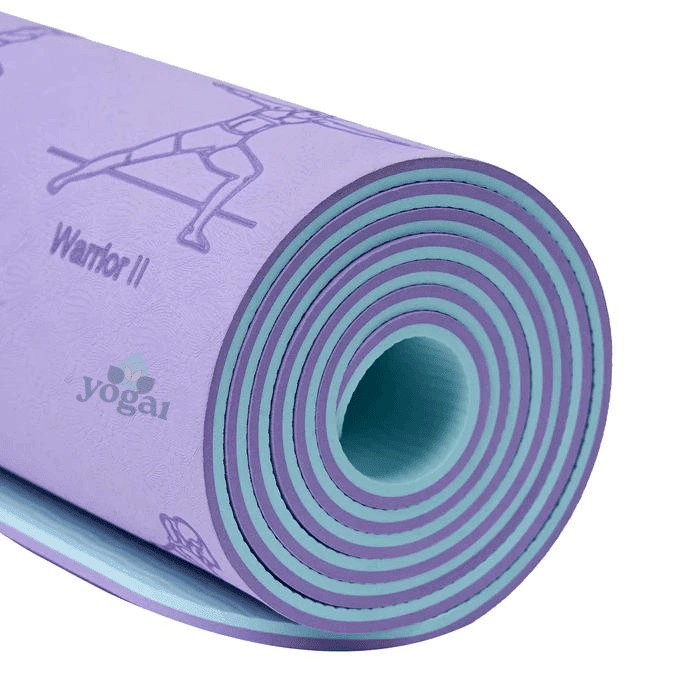 Tapete de Yoga TPE Antiderrapante 6mm Com Posições de Yoga, Durável e Contra Rasgo - Yogai