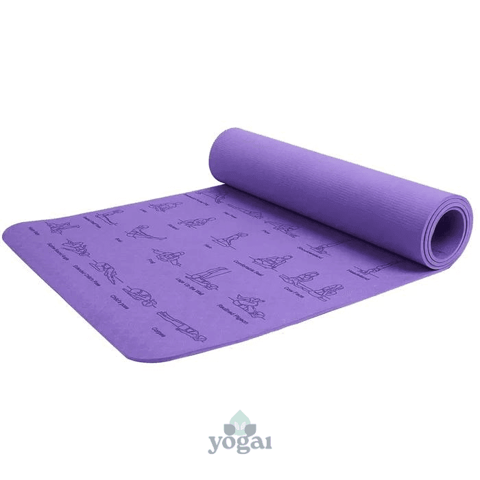 Tapete de Yoga TPE Antiderrapante 6mm Com Posições de Yoga, Durável e Contra Rasgo - Yogai