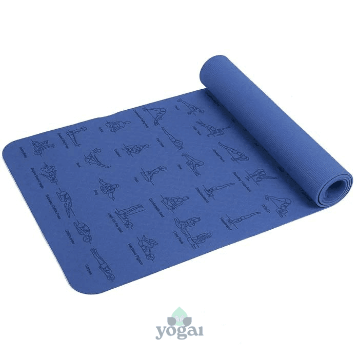 Tapete de Yoga TPE Antiderrapante 6mm Com Posições de Yoga, Durável e Contra Rasgo - Yogai