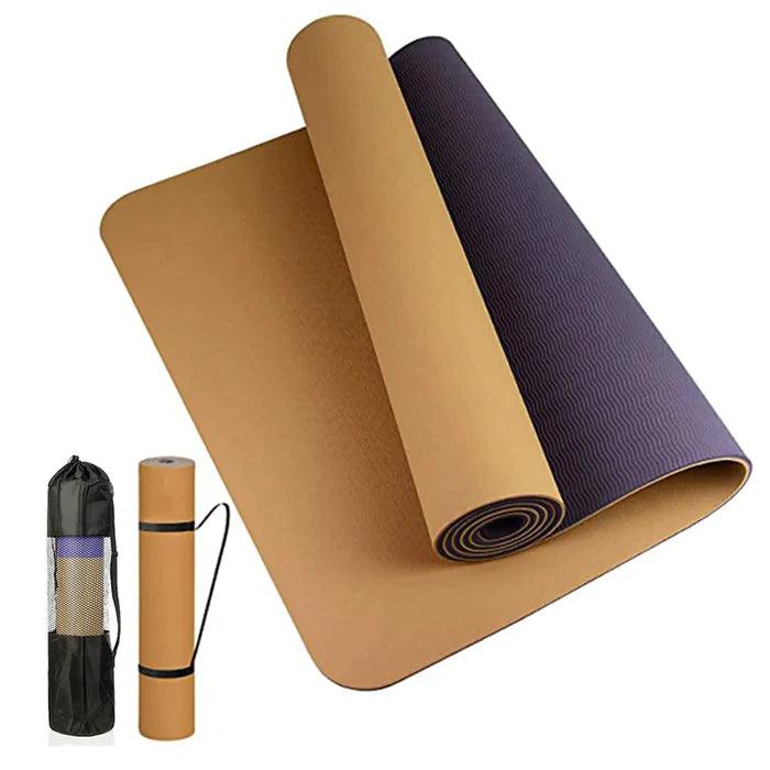 Conjunto Tapete de Yoga TPE Grosso Dupla Camada Antiderrapante, 180cm-6mm + Bolsa e Alça para transporte - Yogai