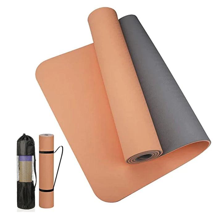 Conjunto Tapete de Yoga TPE Grosso Dupla Camada Antiderrapante, 180cm-6mm + Bolsa e Alça para transporte - Yogai