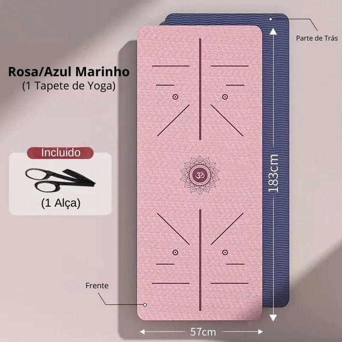 Kit Tapete de Yoga Profissional TPE Ecológico Antiderrapante 6mm + Alça de Transporte - Yogai