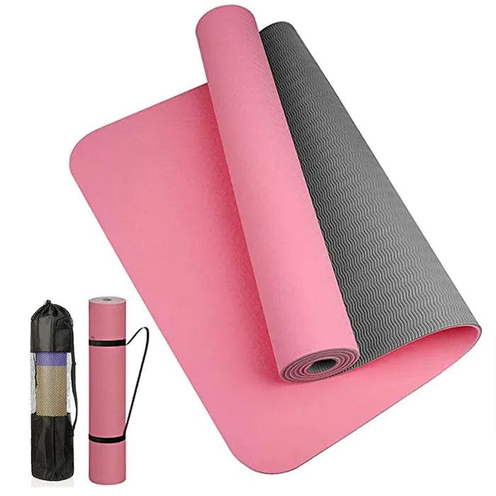 Conjunto Tapete de Yoga TPE Grosso Dupla Camada Antiderrapante, 180cm-6mm + Bolsa e Alça para transporte - Yogai