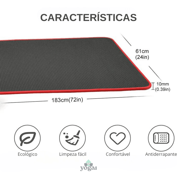 Tapetes de Yoga NRB Antiderrapante 10MM Extra Grosso 183cmX61cm Para Iniciantes - Yogai