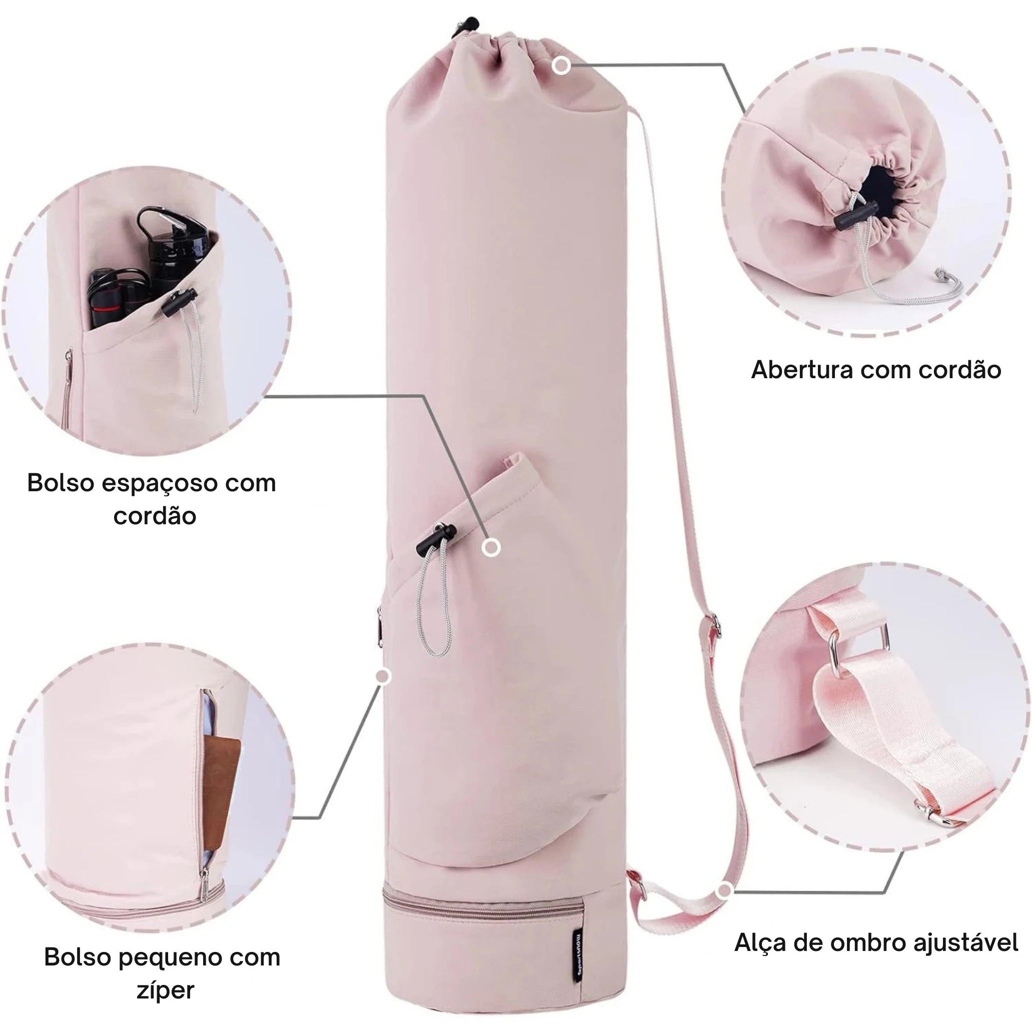 Bolsa Yogai Premium 30L para Tapete de Yoga com Bolso Impermeável e Alça Ajustável
