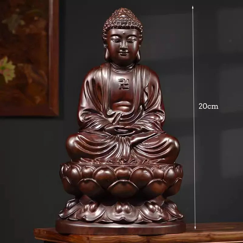 Estátua Buda Shakyamuni em Madeira | Modelo Clássico