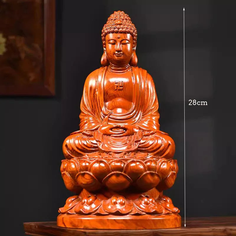 Estátua Buda Shakyamuni em Madeira | Modelo Clássico