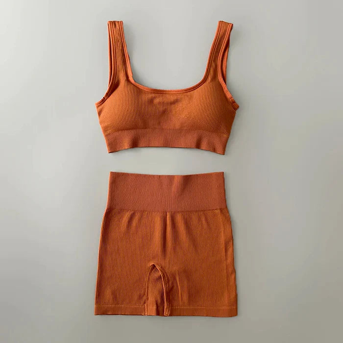 Conjunto Sutiã e Bermuda Legging Canelado Yoga | Cos Alto | Confortável e Resistente - Yogai