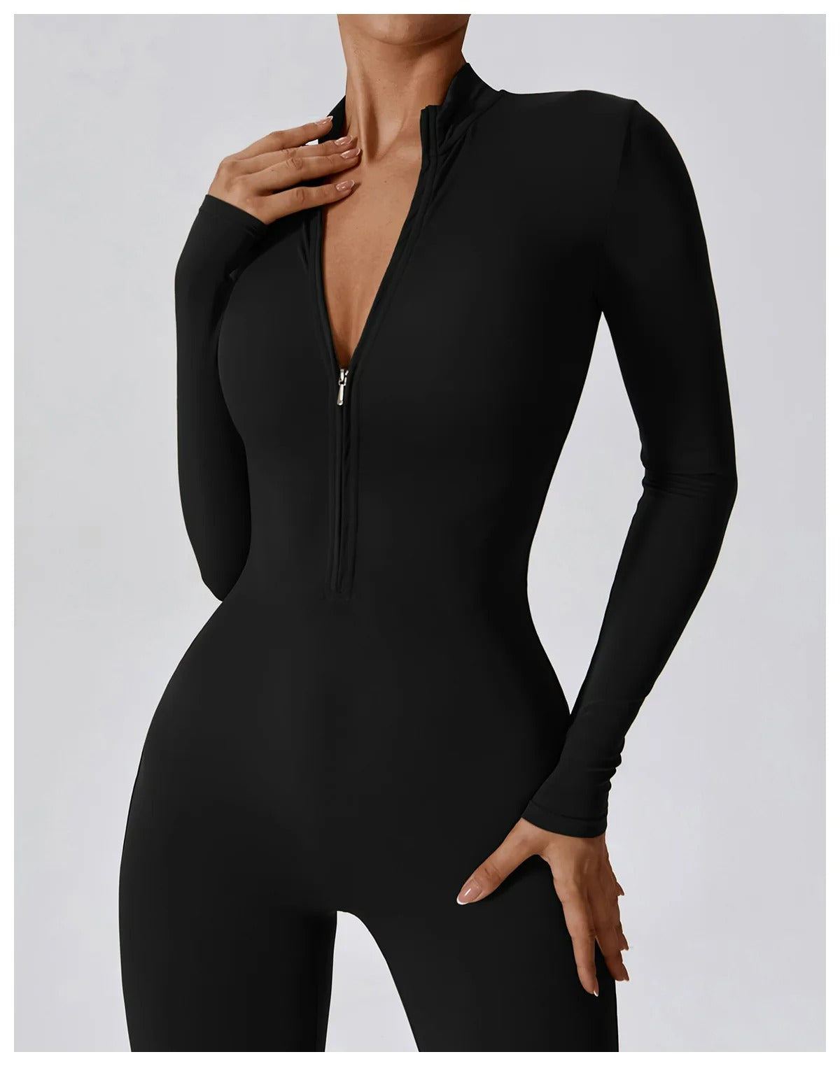 Macacão fitness feminino, roupa de yoga, manga longa, roupa de treino, body fitness, roupa de ginástica, activewear, macacão esportivo, roupa para exercícios