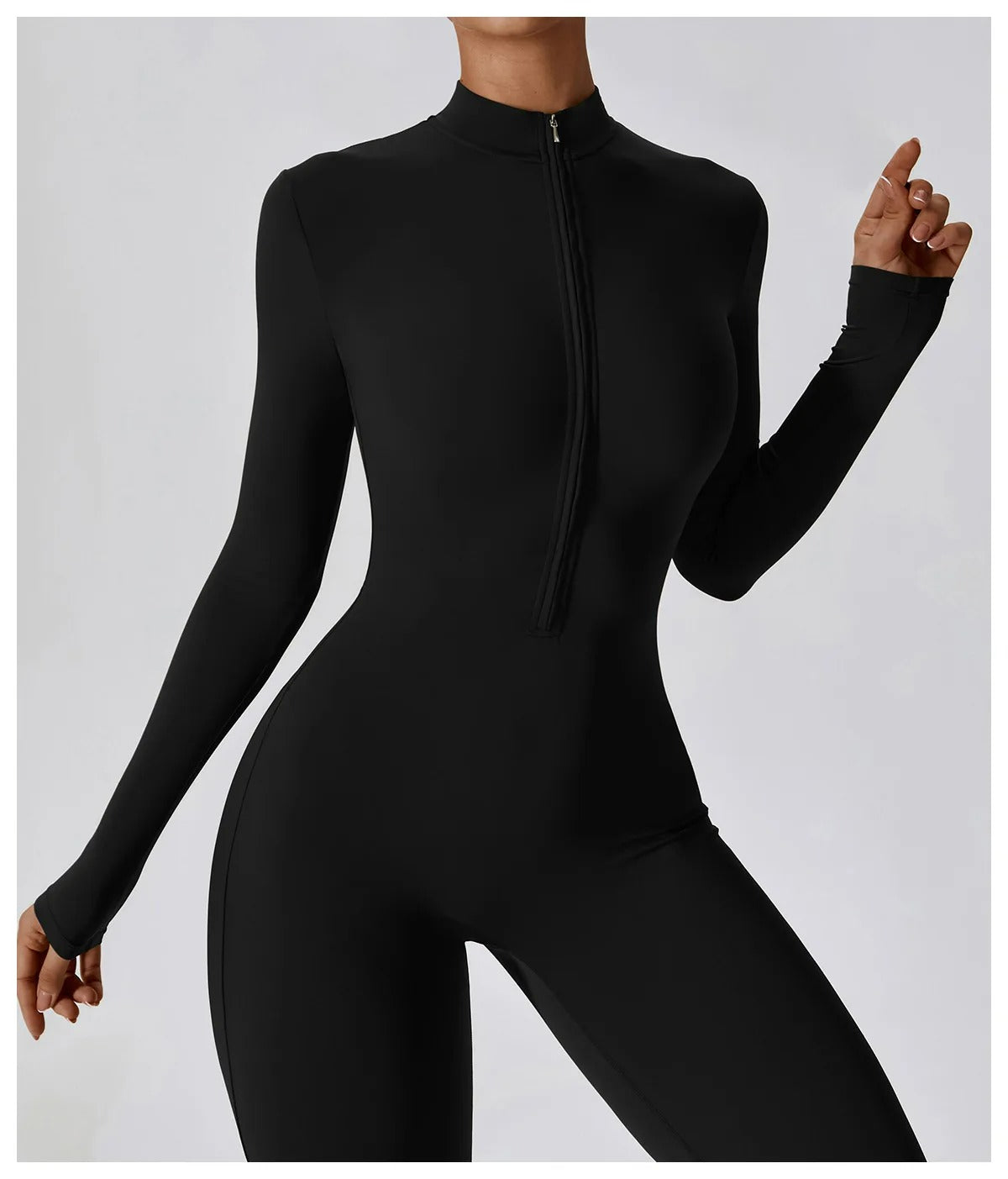 Macacão fitness feminino, roupa de yoga, manga longa, roupa de treino, body fitness, roupa de ginástica, activewear, macacão esportivo, roupa para exercícios