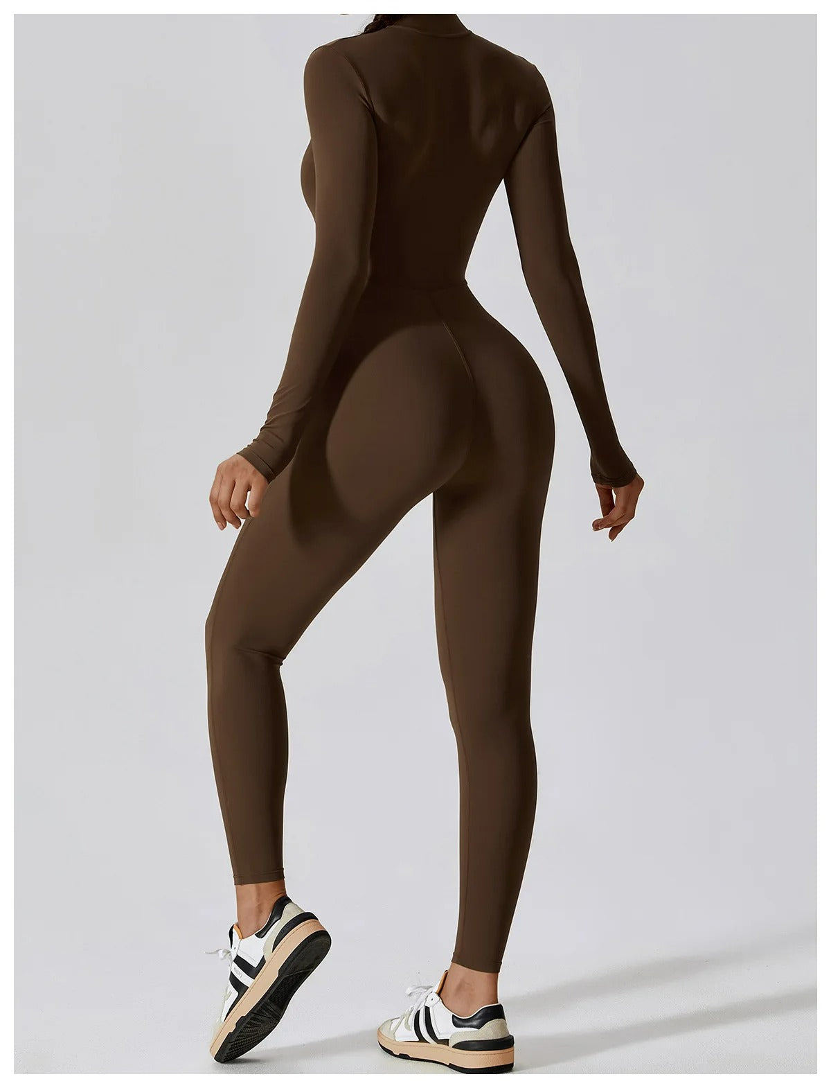 Macacão Fitness Feminino Manga Longa com Zíper | Roupa de Yoga