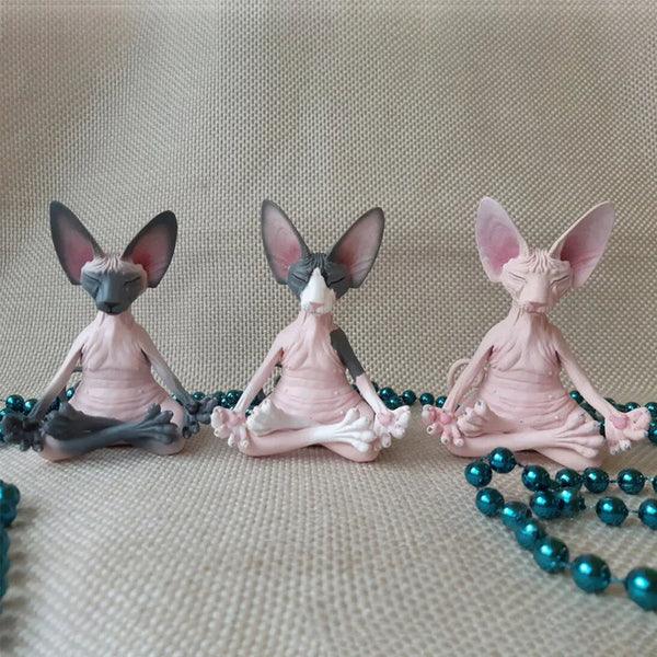 Estatua Yoga Gato Meditando | Esfinge Buda | 8cm - Yogai