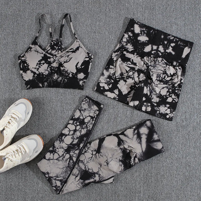 Kit 3 Peças Conjuntos de Yoga sem Costura | Sutiã Short e Calça Legging - Yogai
