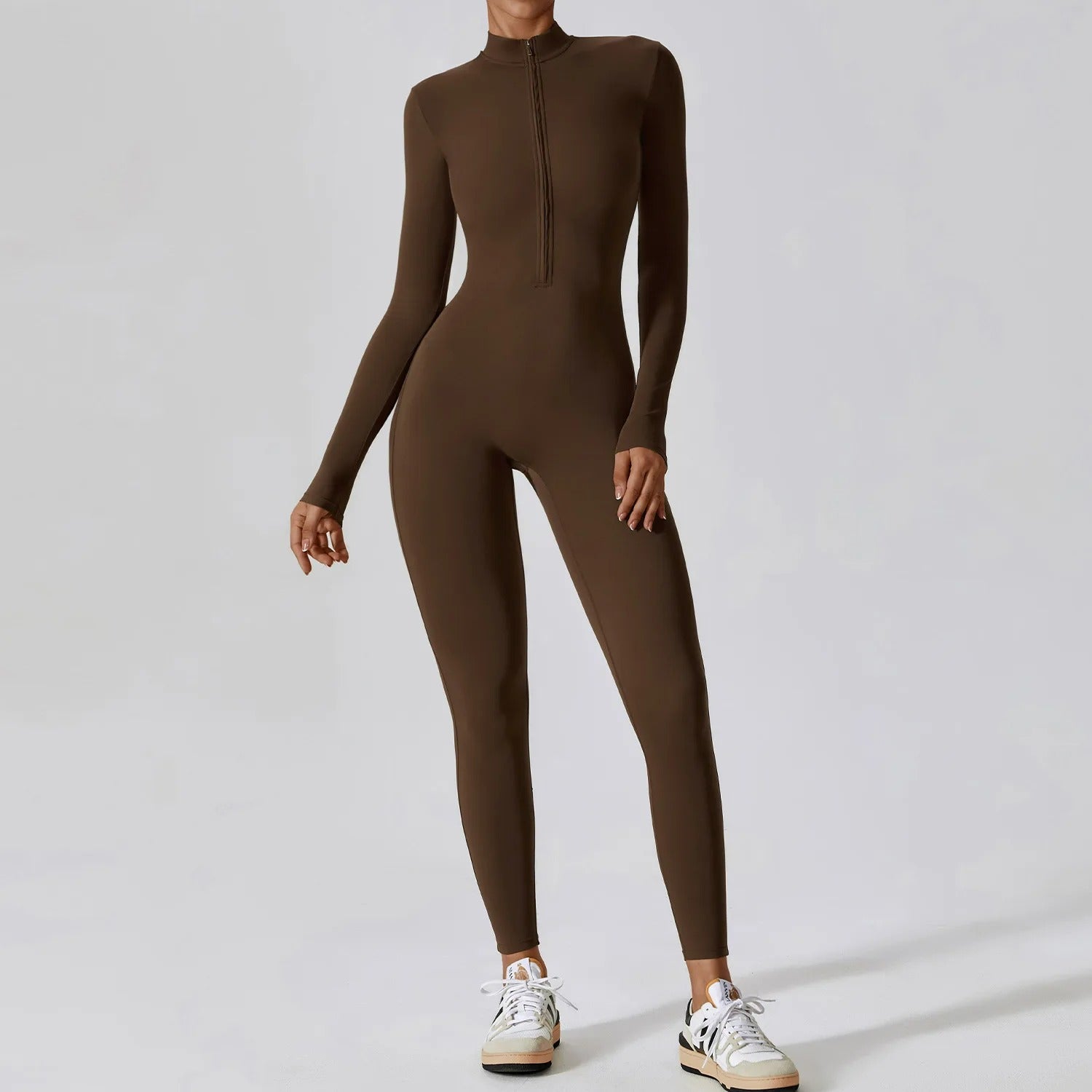 Macacão fitness feminino, roupa de yoga, manga longa, roupa de treino, body fitness, roupa de ginástica, activewear, macacão esportivo, roupa para exercícios