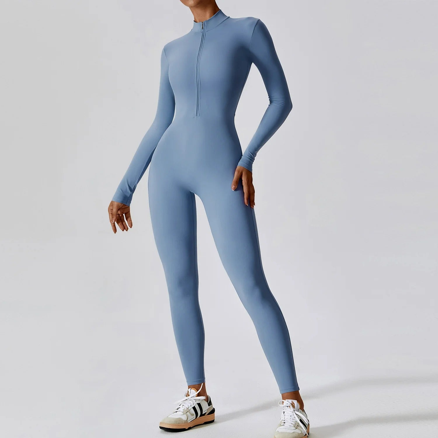 Macacão fitness feminino, roupa de yoga, manga longa, roupa de treino, body fitness, roupa de ginástica, activewear, macacão esportivo, roupa para exercícios
