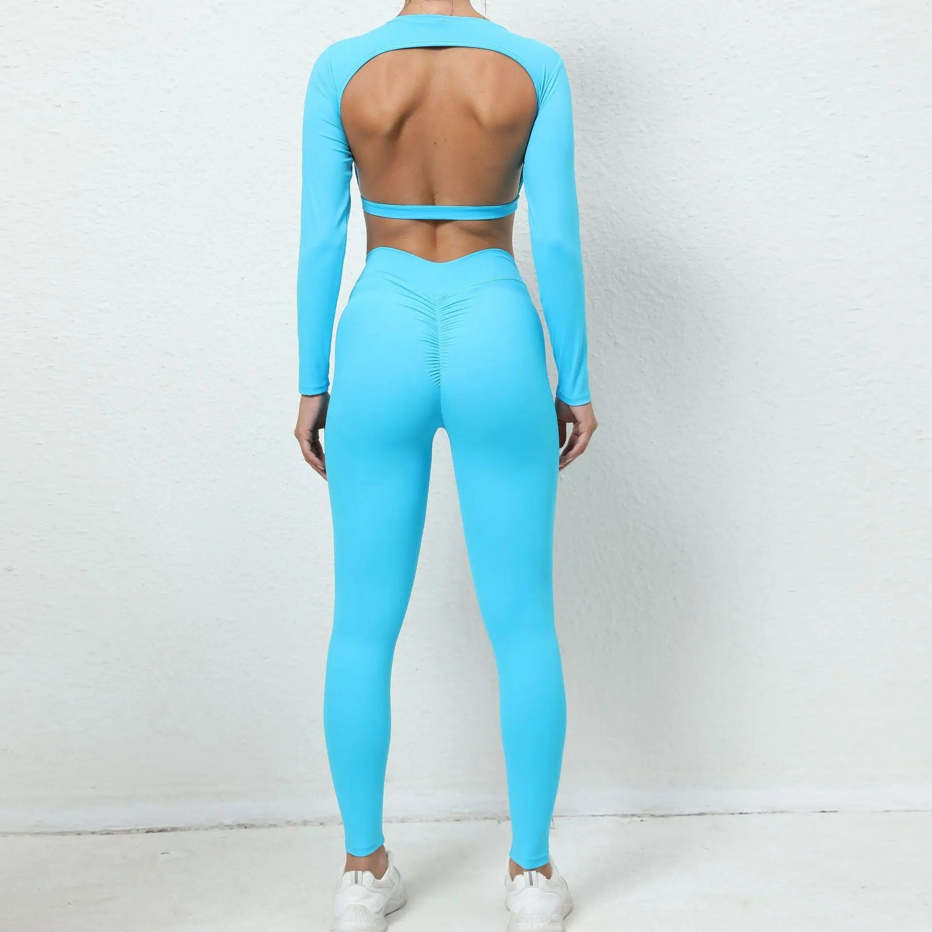 Conjunto fitness feminino, roupa yoga, legging cintura alta, camisa manga longa esportiva, sutiã esportivo, roupa de treino, conjunto ginástica, activewear feminino, roupa de corrida, conjunto legging e top