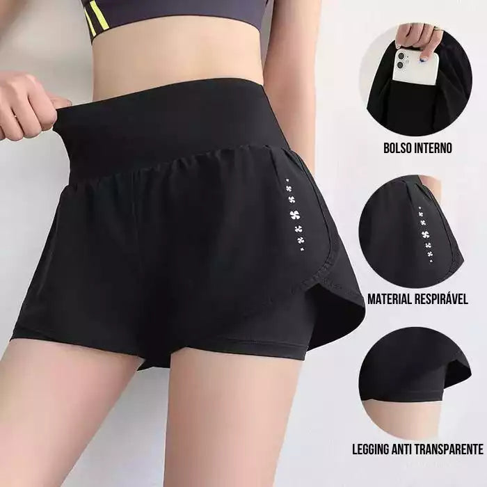 Short Esportivo Yoga com Bolso para celular | Calção para Yoga - Yogai