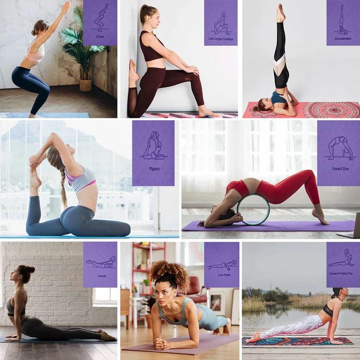 Tapete de Yoga TPE Antiderrapante 6mm Com Posições de Yoga, Durável e Contra Rasgo - Yogai